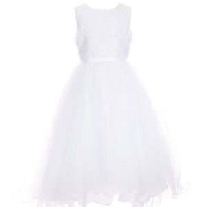 Chantilly Place Big Girls Sleeveless Floral Appliqued Bodice Wired Mesh …